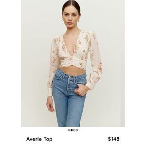Reformation Floral Cream Crop Top